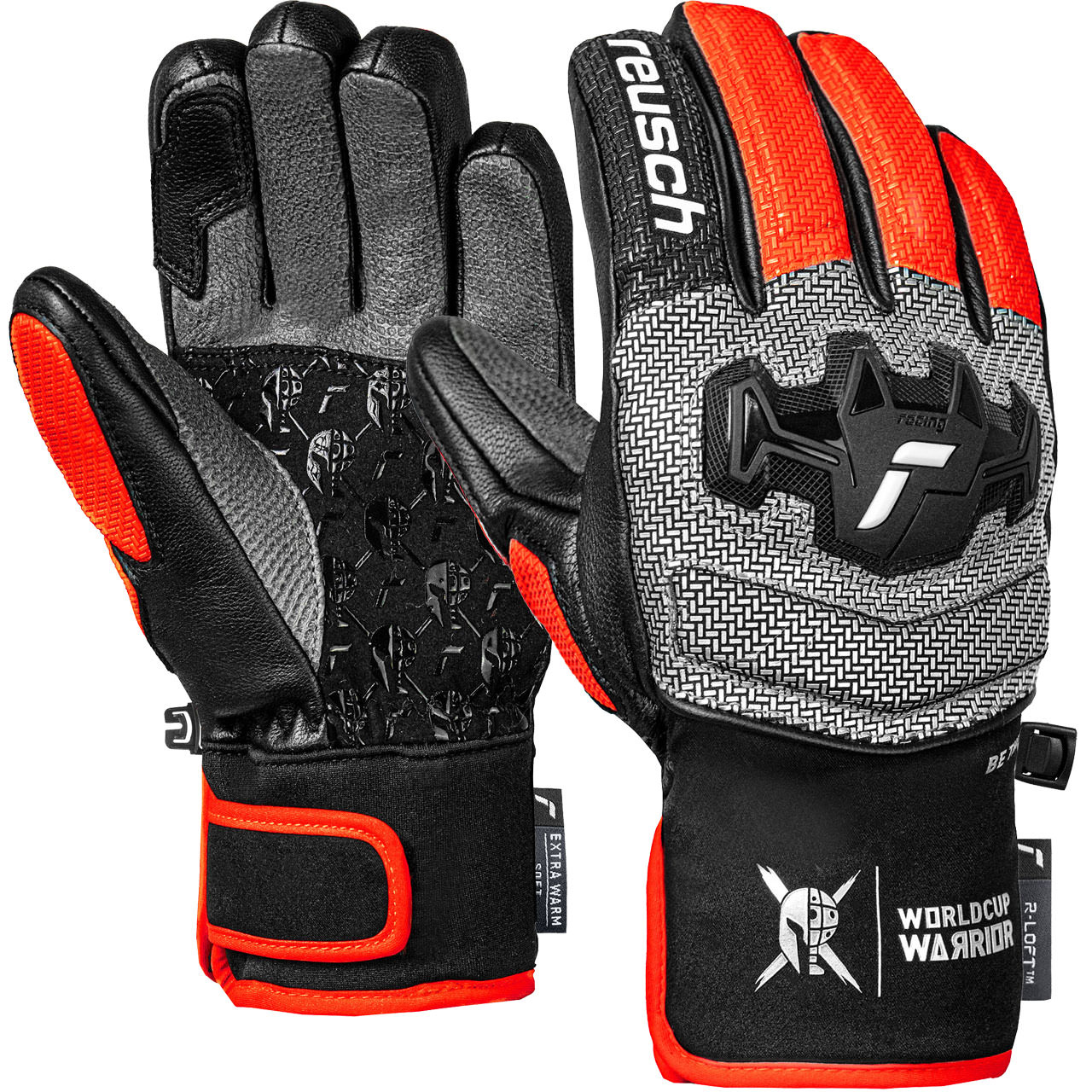 Reusch Kinder Skihandschuh WORLDCUP WARRIOR GS black/silver/fluo red - 5,5