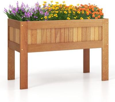 Costway Wooden Raised Garden Bed Solid Wood Elevated Planter Box with Legs