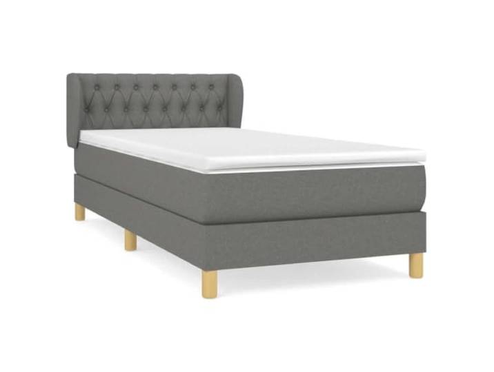 Makastle Boxspringbett mit Matratze Dunkelgrau 90x190 cm Polyester-Stoffbezug