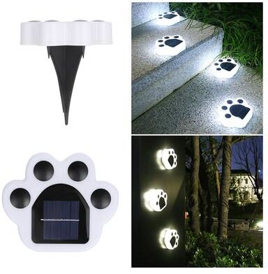 Smart Shopping Spot Solar Paw Garden Lights Waterproof Outdoor Pathway Lawn Decor Lights white Light