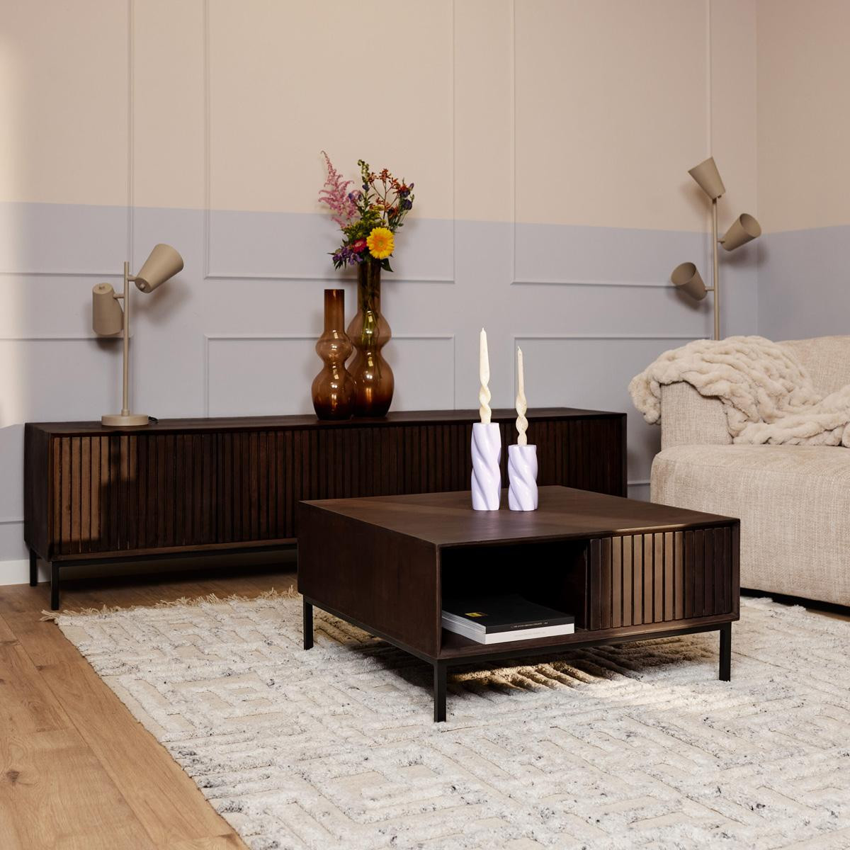 StarFurn Salontafel Madison Bruin Vierkant 80 cm