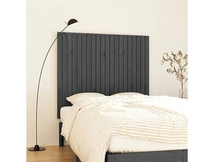 Holzbett Kopfteil aus massivem Kiefernholz, grau, 127,5x3x110cm, für Wandmontage, bietet perfekte Rückenstütze beim Lesen oder Fernsehen