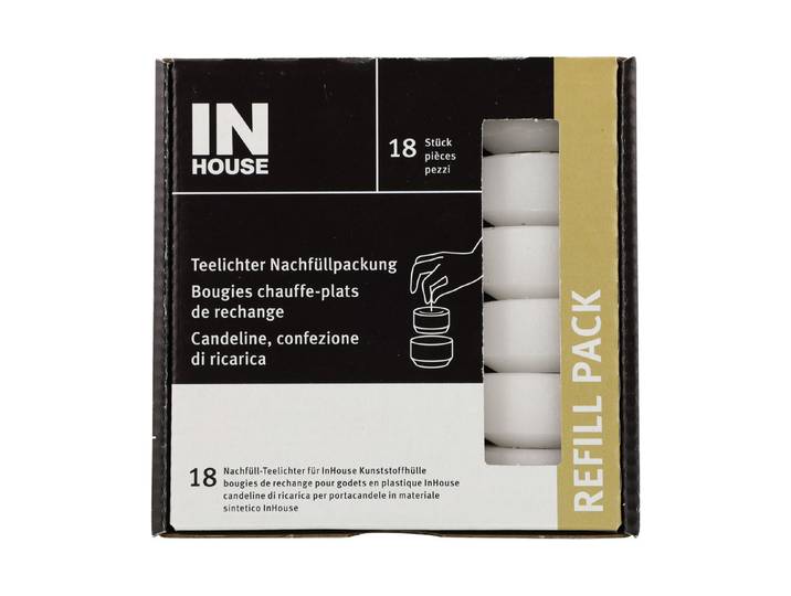 Inhouse Teelichter Nachfüllpack 6h 18 Stück