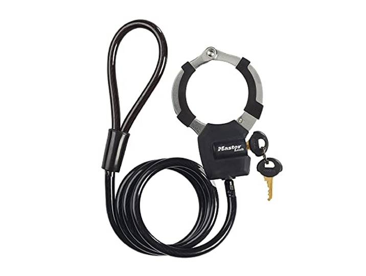 Master Lock Câble Antivol à Clef avec Menotte\, 1m\, Idéal pour vélos\, trottinettes\, poussettes et matériels sportifs