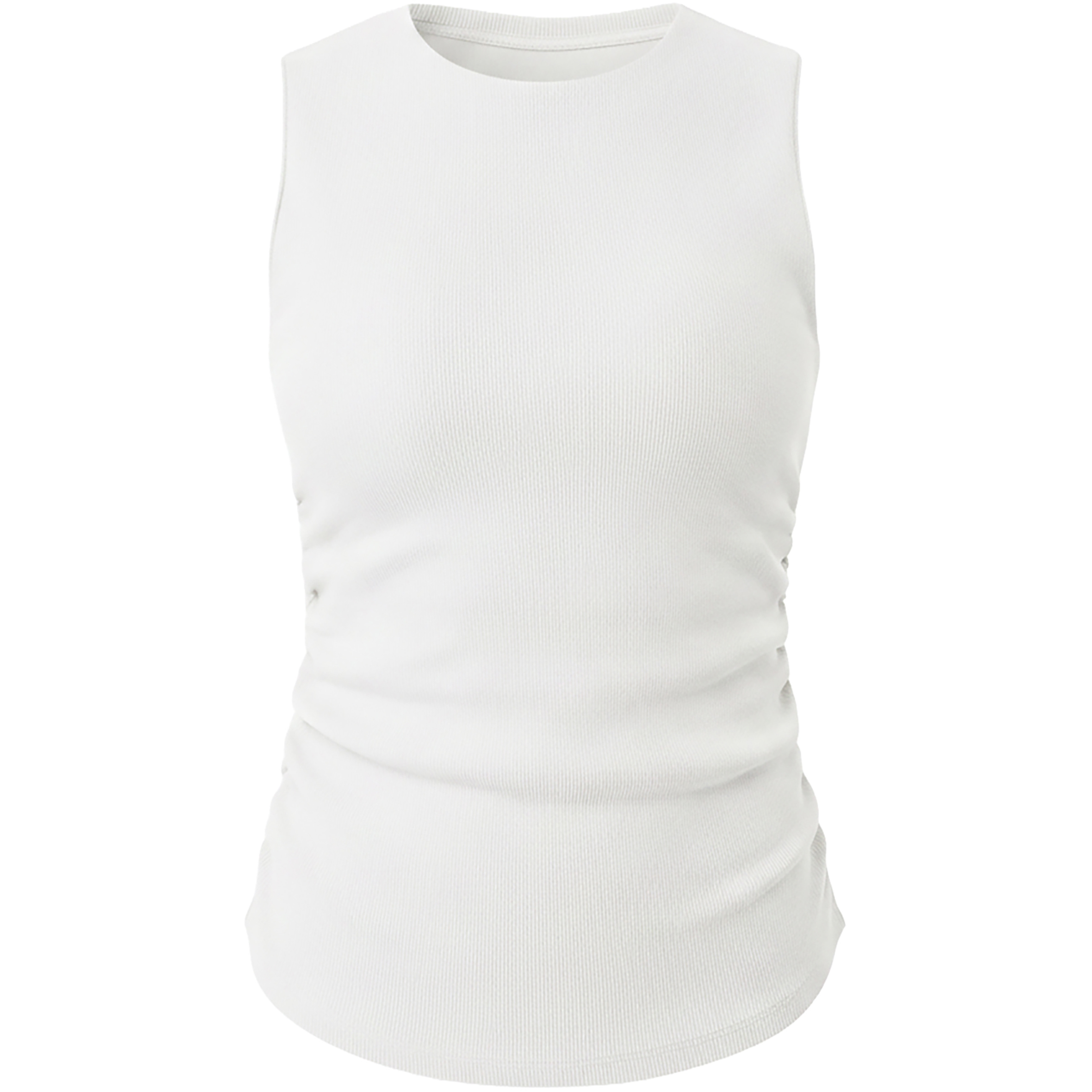 Mandala Side Ruffled Rib Top Damen Tanktops weiss Größe L Yoga Widerstandsfähig