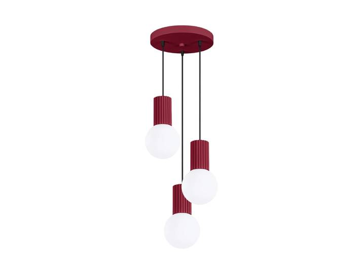 Design Pendellampe „Halo“, 3-flammig Burgundrot Sollux Lighting