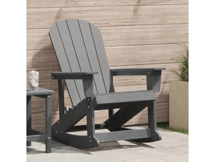 HEFZGDB Adirondack Schaukelstuhl aus robustem Naturholz in schickem Hellgrau, Outdoor Schaukelstuhl für Balkon und Terrasse mit pflegeleichter Oberfläche und bequemer Sitzfläche