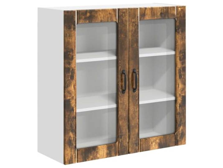 IBUQDDV Wandglas-Schrank Lucca Geräucherte Eiche 80 x 31 x 80 cm Holzwerkstoff, rechteckige Form, Innenbereich, moderne Ästhetik, robuste Rahmenkonstruktion, zeitgemäßes Küchendesign