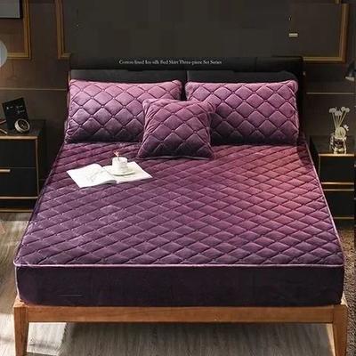 Uplift Treasures Plush Thickened Crystal Velvet Quilted Mattress Cover dark Purple 59.06 74.80 11.81 In