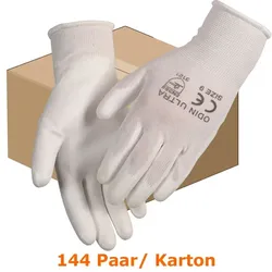 Arbeitshandschuhe Odin Ultra White weiß XL Karton 144 Paar, vielseitig einsetzbar mit leichter PU-Beschichtung