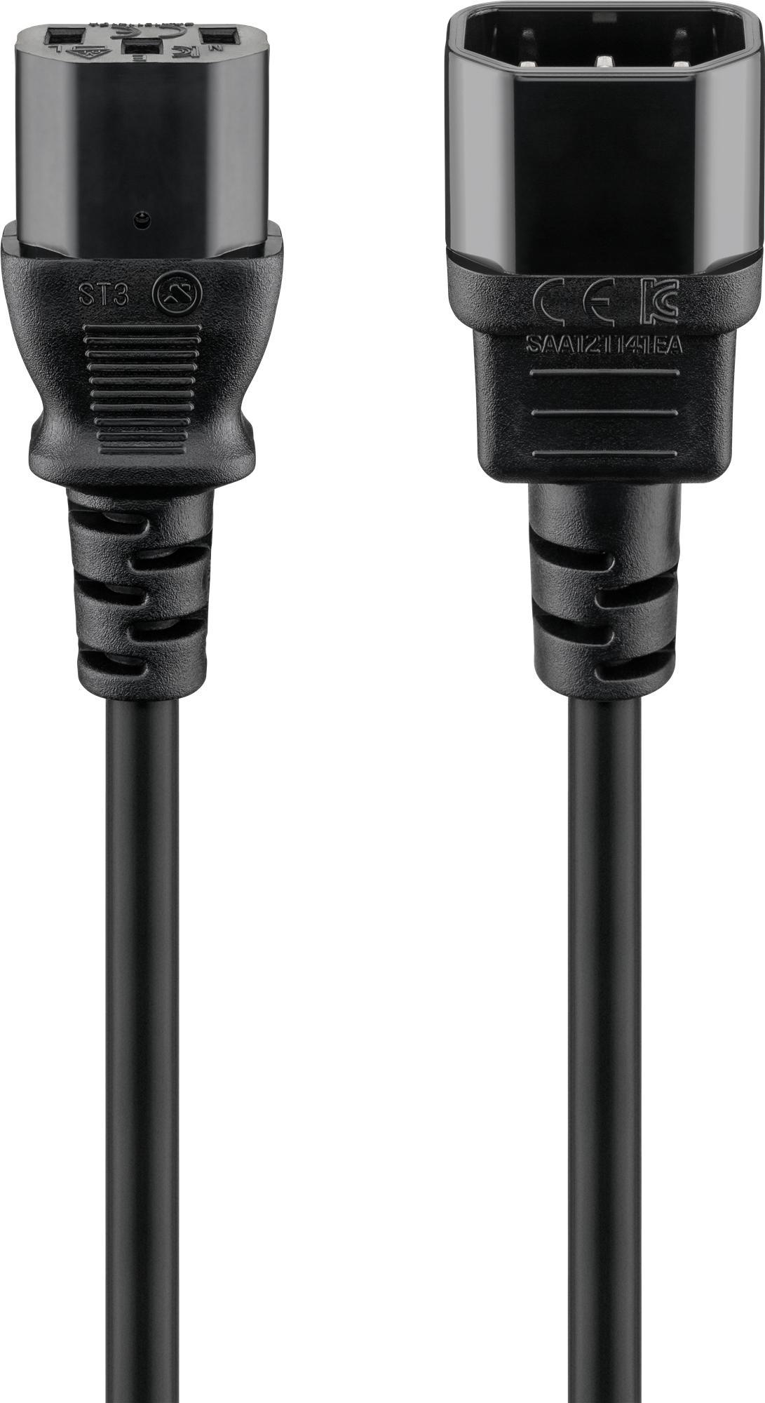 50x Goobay 95125 Verlängerungskabel für Geräte, 1 m, schwarz, (3*0,75 mm²), 1 m - Stecker C14 (für Geräte) > Buchse C13 (für Geräte)