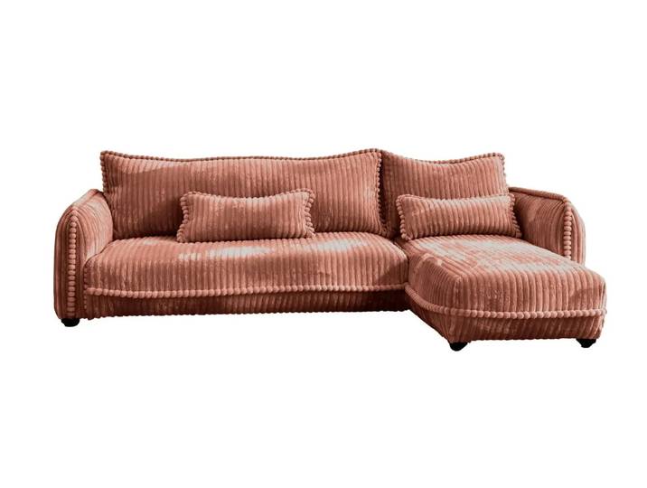 Calie - Canapé D'Angle Velours Côtelé 3 Places Terracotta