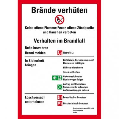 Dreifke® Aushang Brände verhüten, BSO Teil A, Recycling-Verbundplatte, 210x297mm