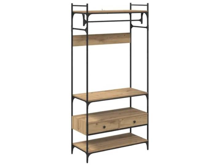 Helloshop26 Industrieller Schrank mit großem Stauraum, 89 x 39 x 184 cm, aus Holz, Eiche, handwerklich gefertigt, 02_0052878