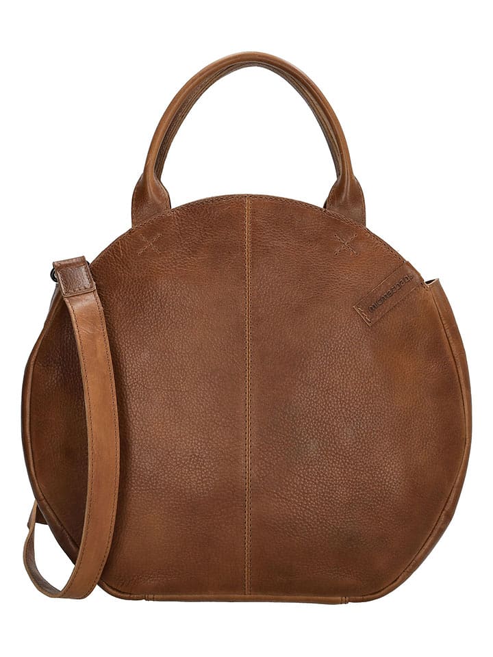 HIDE & STITCHES Leder-Henkeltasche "Cote d Azur" in Hellbraun - (B)36 x (H)32 x (T)8 cm - onesize