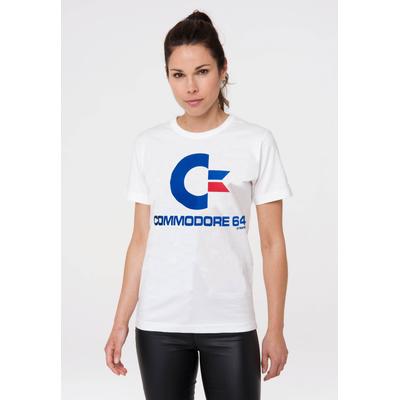 T-Shirt LOGOSHIRT "Commodore", Damen, Gr. S, weiß, 100% Baumwolle, unifarben, normal, Rundhals, Shirts T-Shirt, mit Gaming-Print