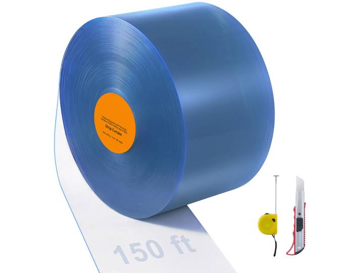 SucceBuy 50/100/150ft PVC bande rideau 8 /12 clair lisse en plastique porte bandes rideau en vrac rouleau pour entrepôts usines
