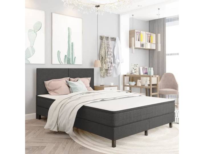 Cadre de lit sommier tapissier Gris Tissu 180 x 200 cm - JILI