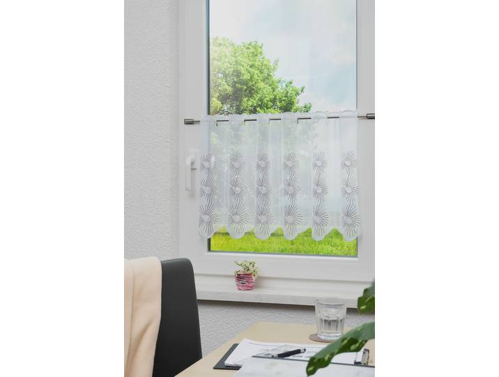 Panneaux STICKEREIEN PLAUEN Monika Gr. 5, rot (weiß, bordeaux), B:160cm H:35cm, Voile, Polyester, Gardinen, Panneaux