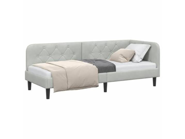 KTHLBRH Eckbett Samt Hellgrau 80 x 200 cm Wendbare Armlehne, platzsparendes Design, umwandelbares Schlafsofa, Rahmen aus Holz