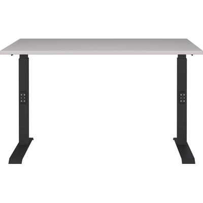 Schreibtisch GERMANIA "Lemont", braun (kaschmir, schwarz, kaschmir), B:120cm H:68cm T:80cm, Tische, Schreibtisch, Mechanisch höhenverstellbarer Schreibtisch