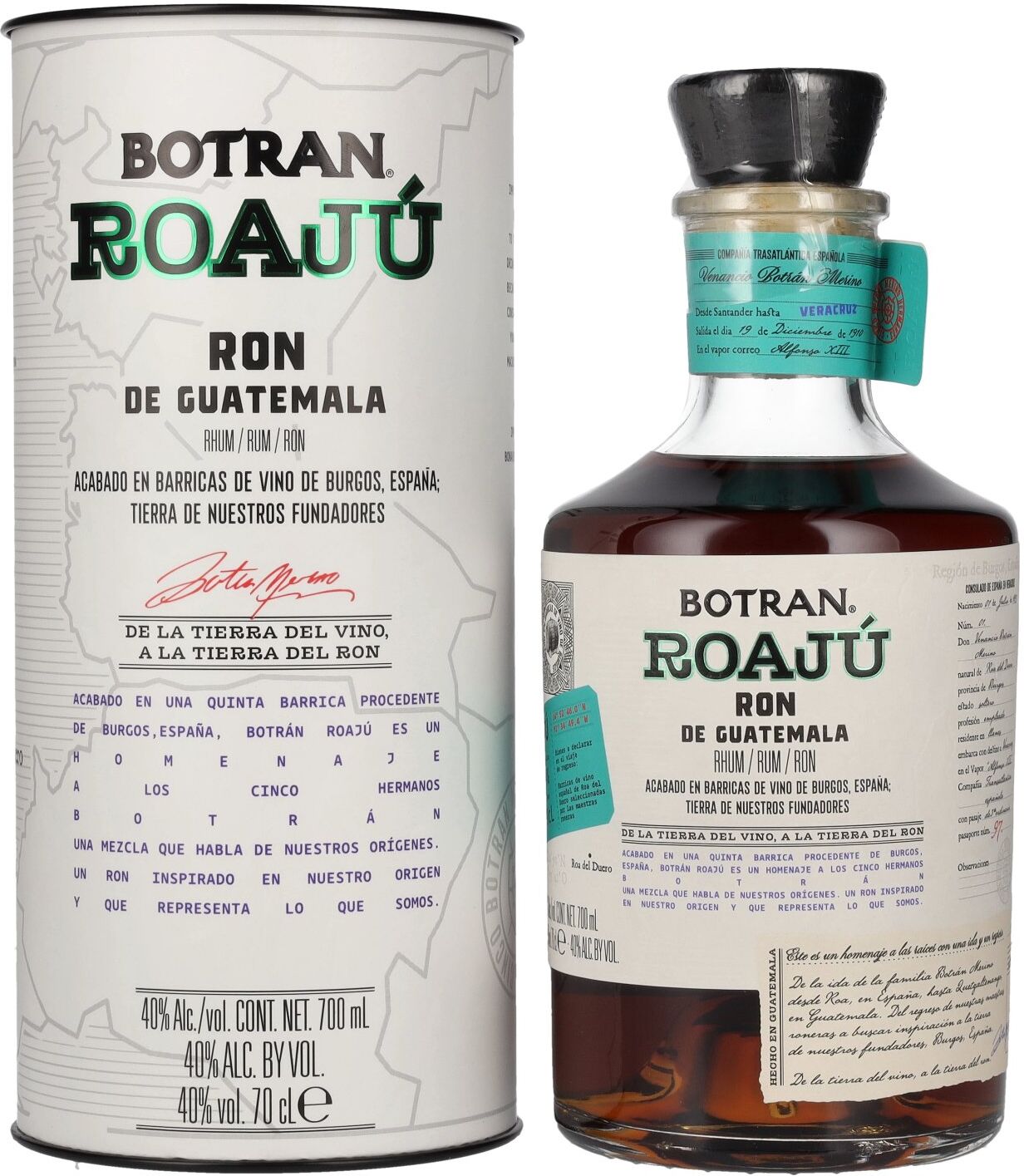 Ron Botran Botran ROAJÚ Ron de Guatemala Rum 40% Vol. 0,7l in Geschenkbox