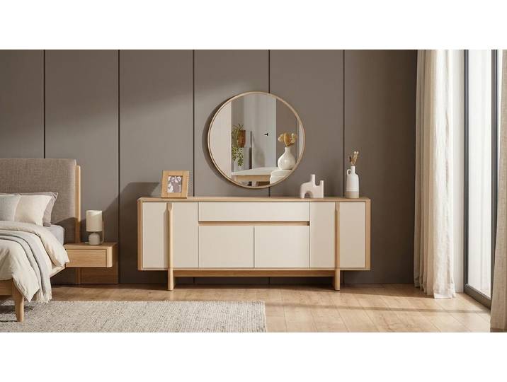 Xlmoebel Sideboard Konsole Spiegel Stil modern beige Wohnzimmer bequem praktisch