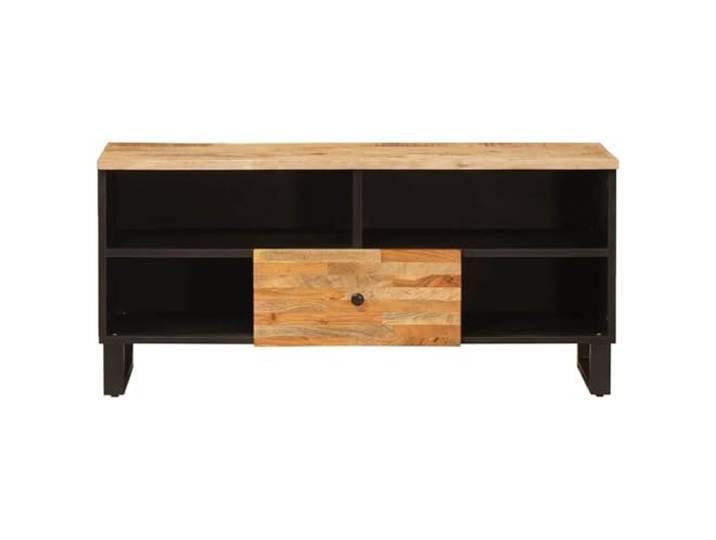 KTHLBRH TV-Schrank Braun 100 x 33 x 46 cm Massivholz Mango Schwarze Beine und Griffe, Oberfläche für TV oder Dekoration, robuster Rahmen, Verwendung im Innenbereich