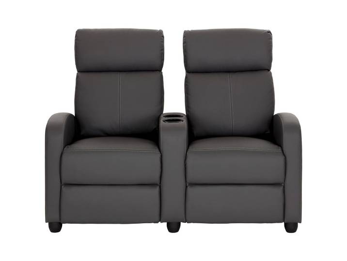 Heimkino-Sofa m. Relaxfunktion Movie Lederlook Grau