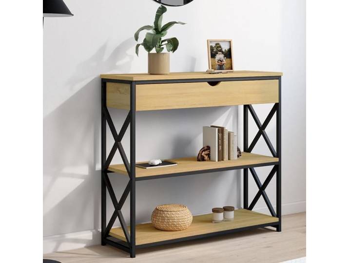 IDMARKET Console 1 tiroir WAYNE 2 étagères design industriel