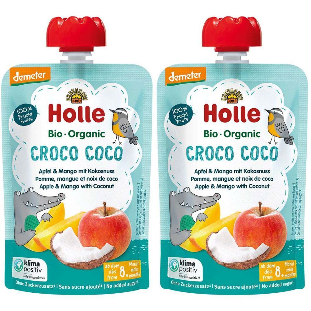 Holle Croco Coco Pouchy Apfel Mango Kokosnu 100 g x2 2x100 Trinklösung