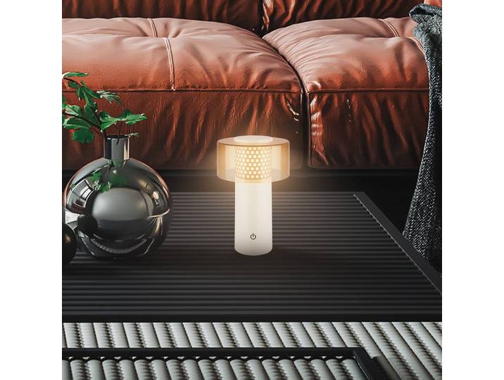 Briloner LED-Akku-Tischlampe Brilo unplugged Gila, braun/grau, 21 cm dimmbar, alu / grau / zink, Metall, Modern