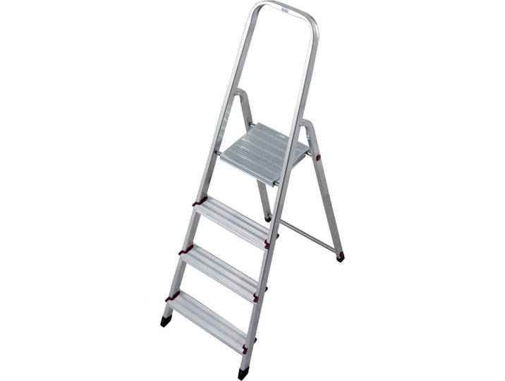 Trittleiter KRAUSE CORDA , silber (silberfarben), B:43cm H:145cm, Aluminium, Leitern, Trittleiter