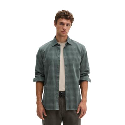 Langarmhemd MARC O'POLO "aus samtigen Bio-Baumwoll-Twill", Herren, Gr. L, Normalgrößen, grün (dunkelgrün), Obermaterial: 100% Baumwolle, kariert, regular fit normal, Manschette, Hemden