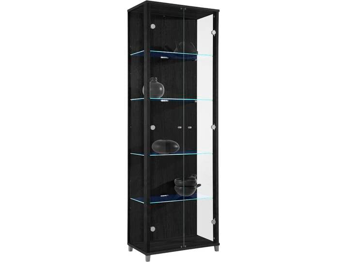 Vitrine FIF MÖBEL OPTIMA , schwarz, Holzwerkstoff, Sicherheitsglas ESG, Schränke, Vitrine, Standvitrine/Glasvitrine 2x Glastür,perfekt für Sammler,Sammlervitrine