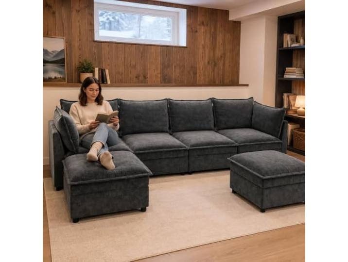GarveeMore Modulares Cloud-Sofa Ersatzteil Armlehnenmodul/Armstütze Aus Chenille Mit Holzrahmen, Für Sectional Couch, Abnehmbarer Bezug – Weiß, Armlehne