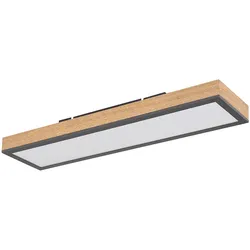 Deckenlampe Wohnzimmer Holz LED Deckenleuchte Holz Schlafzimmerlampe Decke LED, Holzoptik graphit, 1x LED 18W 1000Lm warmweiß, LxBxH 60x15x3 cm