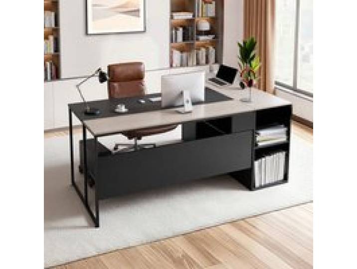 VEVOR L-förmiger Chefschreibtisch großer moderner Bürotisch mit Schubladen & Lagerschrank &CPU-Ständer, Schreibtisch aus Holz, 158,7 kg Tragkraft, Computertisch für Arbeit Studium Schreiben