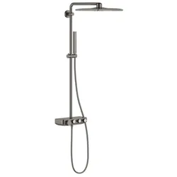 Grohe Duschsystem 26508AL0 hard graphite gebürstet, mit AP-Thermostat, Duscharm 45cm schwenkbar