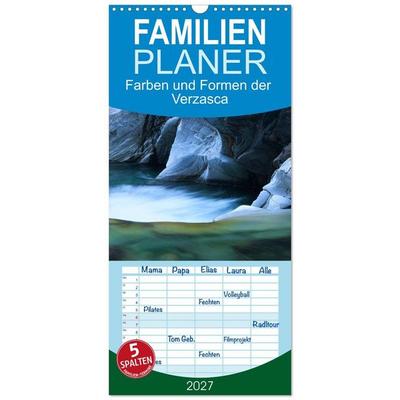 Familienplaner 2027 - Farben und Formen der Verzasca mit 5 Spalten (Wandkalender, 21 x 45 cm) CALVENDO
