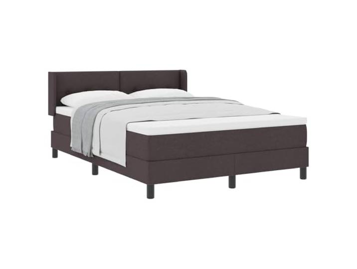 PUGYNBK Boxspringbett, Dunkelbraun, 200 x 140 cm Verstellbares Kopfteil, Polyester und Kiefernholz, mittlere Festigkeit, modernes Design