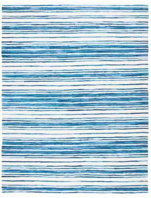 SAFAVIEH Handmade Rag Rug with Fringe Valborg Casual Stripe Cotton Rug with Fringe