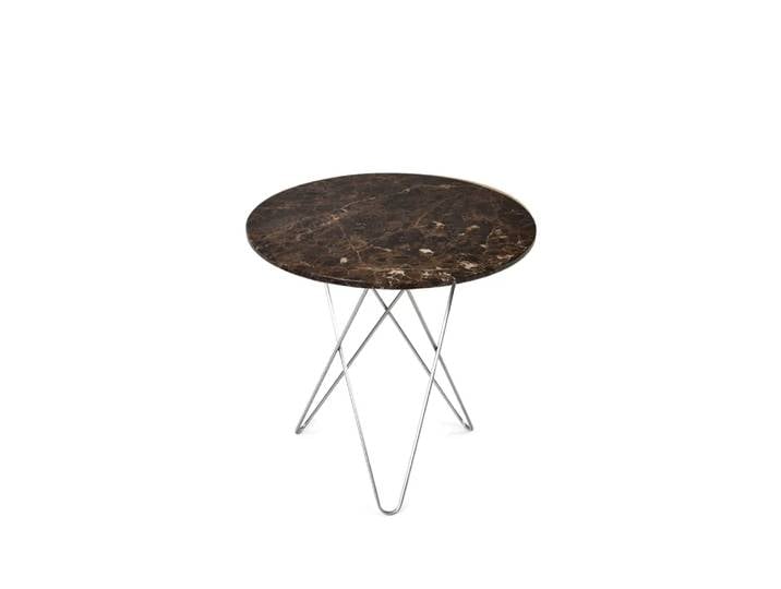 OX Denmarq Tall Mini O Table Couchtisch Marmor Braun, Edelstahlgestell