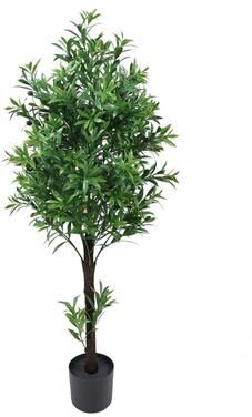 Greensmart Dekor 47 In. Artificial Olive Tree in black pot Outdoor/Indoor - Green