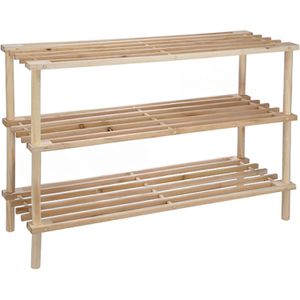Böttcher-AG Schuhregal 90012, aus Holz, 3 Ebenen für 9 Paar, 74 x 48 x 26cm, braun