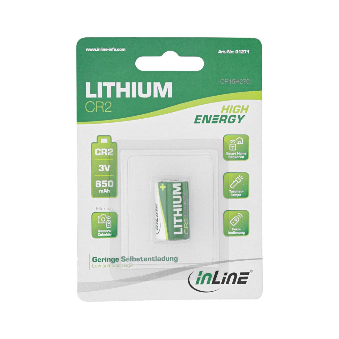 InLine Lithium High Energy Batterie, CR2, 1er Blister