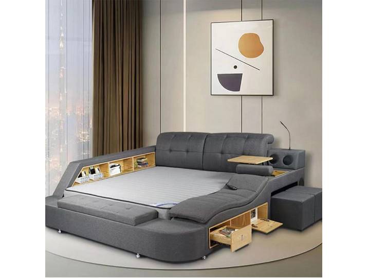 Xlmoebel Multimediabett Modernes Doppelbett mit Stauraum und elegantem Design (Multifunktion, Multifunktion Bett), Hergestellt in Europa
