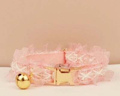 Uplift Essentials Personalized Lace Safety Pet Collar And Leash Set pink s