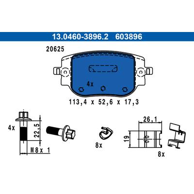 ATE Bremsbelagsatz, Scheibenbremse Bremsbelagsatz 13.0460-3896.2 für Vaughall TOYOTA