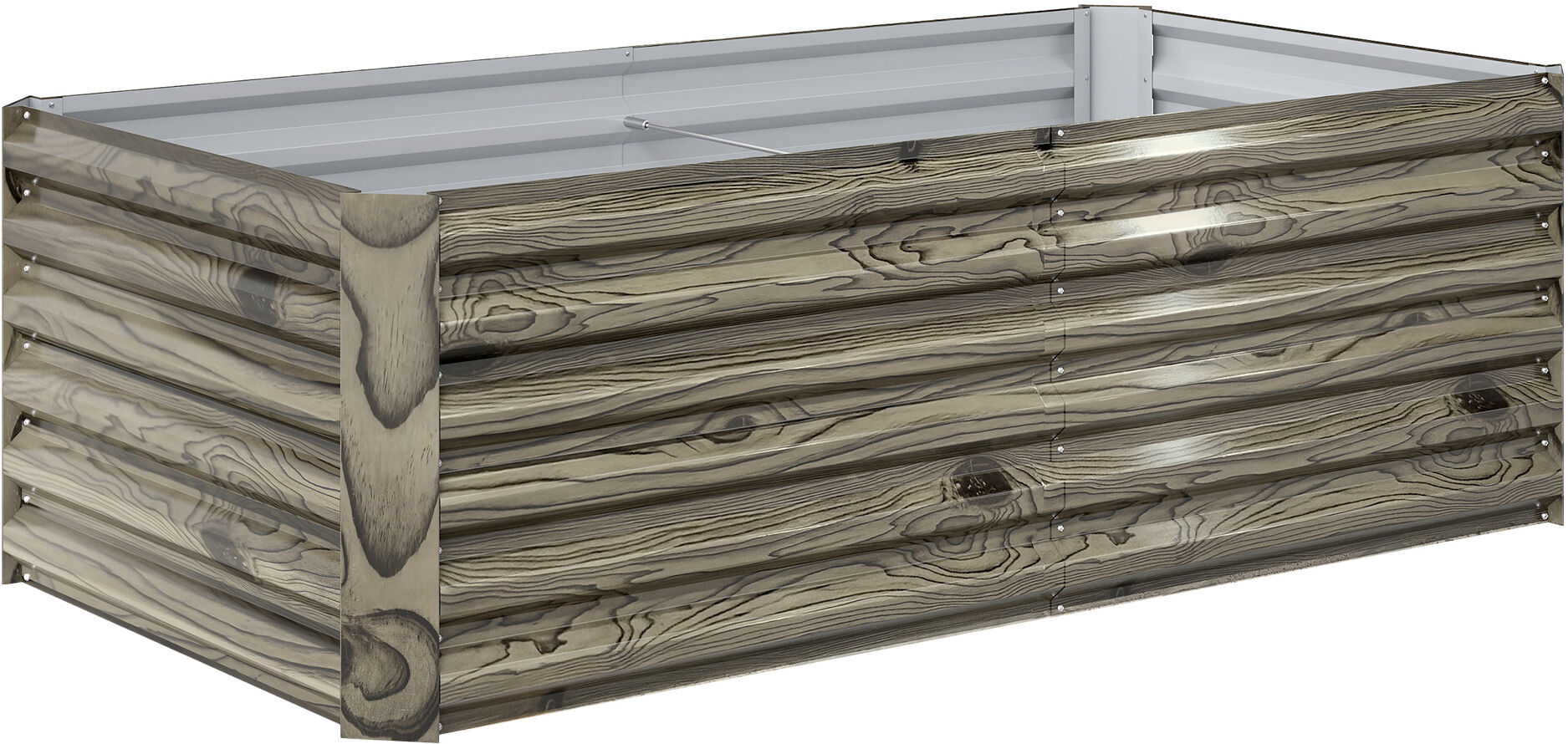 Outsunny Fioriera Esterna Grande Rettangolare in Acciaio Galvanizzato per Terrazza con Fondo Aperto 180x90x57,5 cm Naturale   Aosom Italy